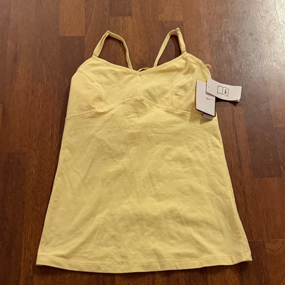 NWT Nike Pale Yellow Athletic Tank with Adjustable Straps